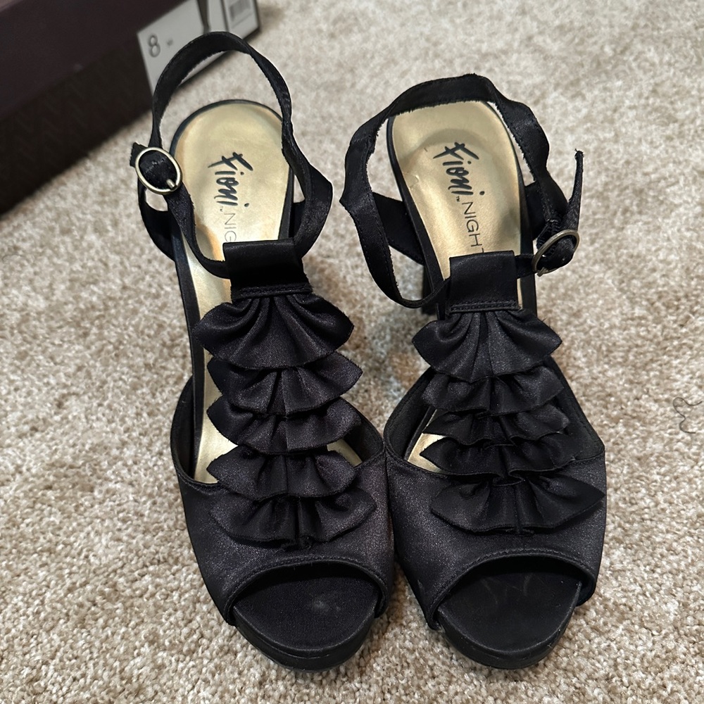 Black Satin Heels